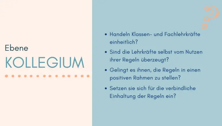 Klassenrat: Fragen zur einheitlichen Regelanwendung und Überzeugung der Lehrkräfte.