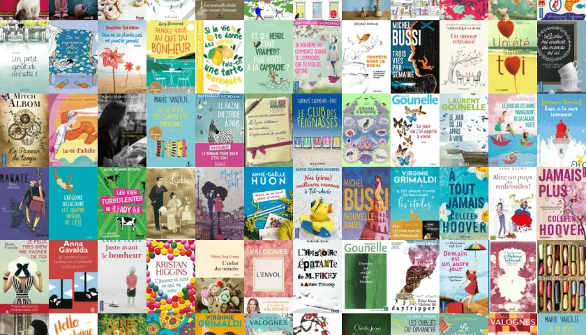 Un assortiment de couvertures de livres, dont le meilleur roman feel good.