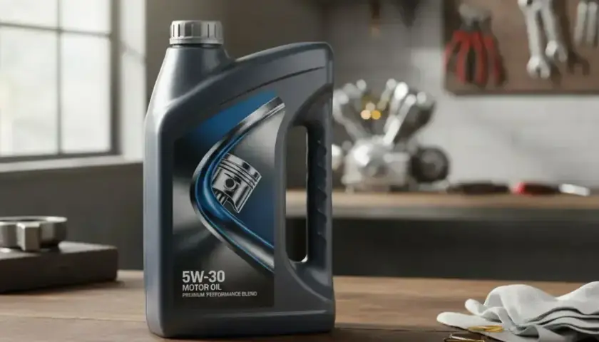Olej 5w-30 do jakich silników? Ten olej silnikowy w ciemnej butelce z grafiką tłoka jest idealny do wielu silników samochodowych, zapewniając im ochronę i wydajność.