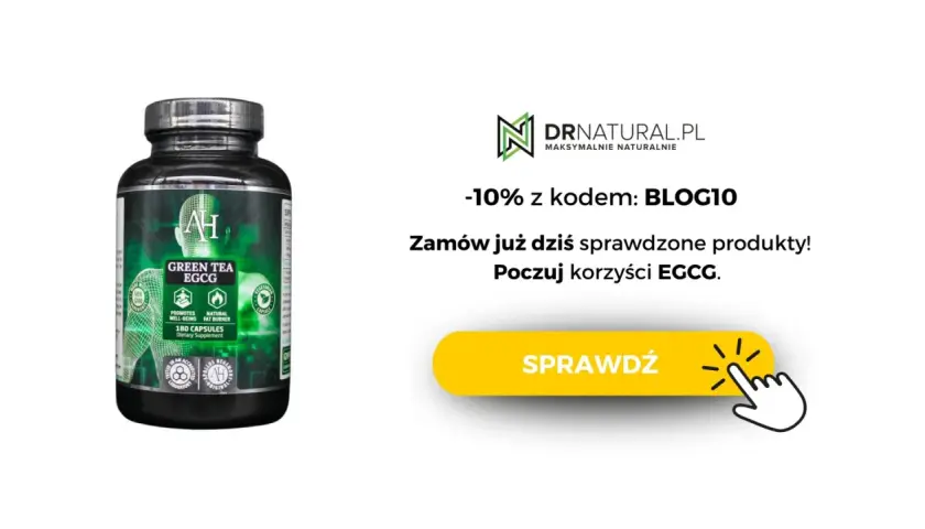 Butelka suplementu Green Tea EGCG. Odkryj korzyści EGCG i zamów już dziś!