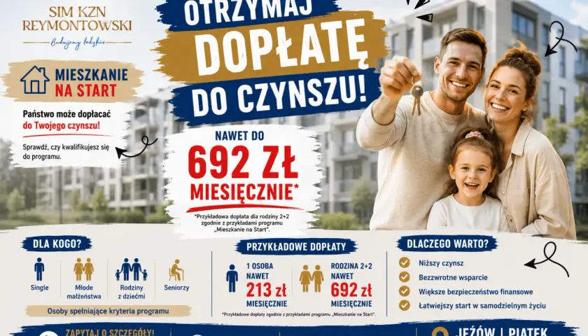Rodzina z kluczami do mieszkania na start. Dopłata do czynszu nawet 692 zł miesięcznie. Sprawdź, czy się kwalifikujesz!
