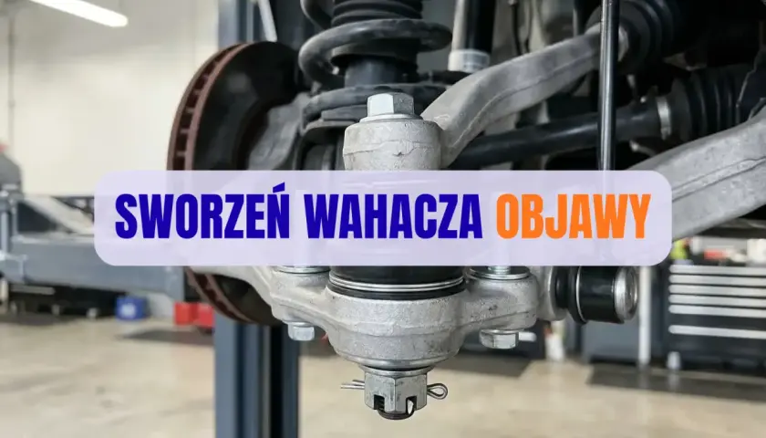 Widok na uszkodzony sworzeń wahacza i jego objawy.