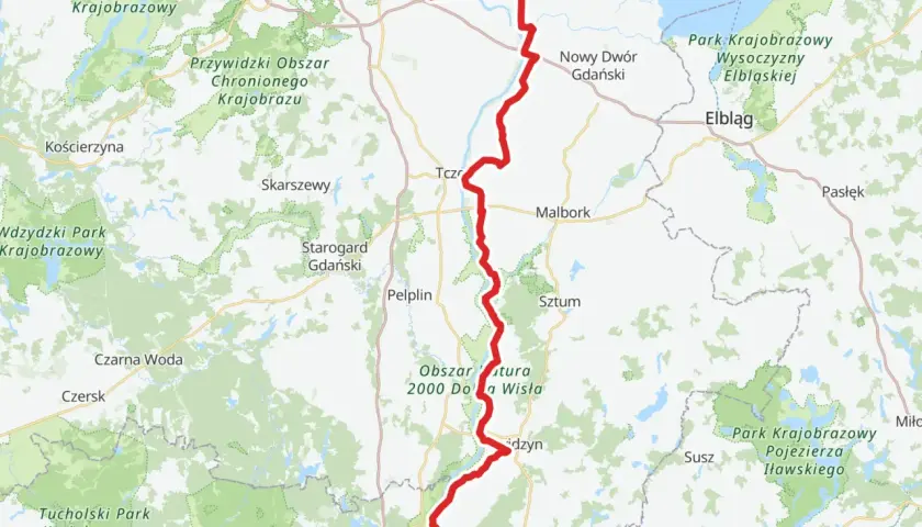 Trasa rowerowa Mierzeja Wiślana od Gdańska przez Malbork do Krynicy Morskiej.