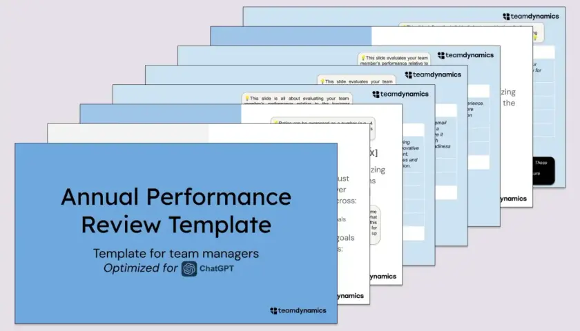 Annual Performance Review Template, a performance goal template for team managers, optimized for ChatGPT.