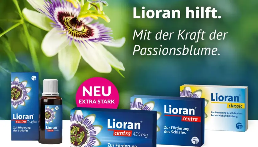 Lioran hilft mit der Kraft der Passionsblume. Die Wirkung auf die Psyche wird durch die beruhigenden Eigenschaften der Passionsblume unterstützt.