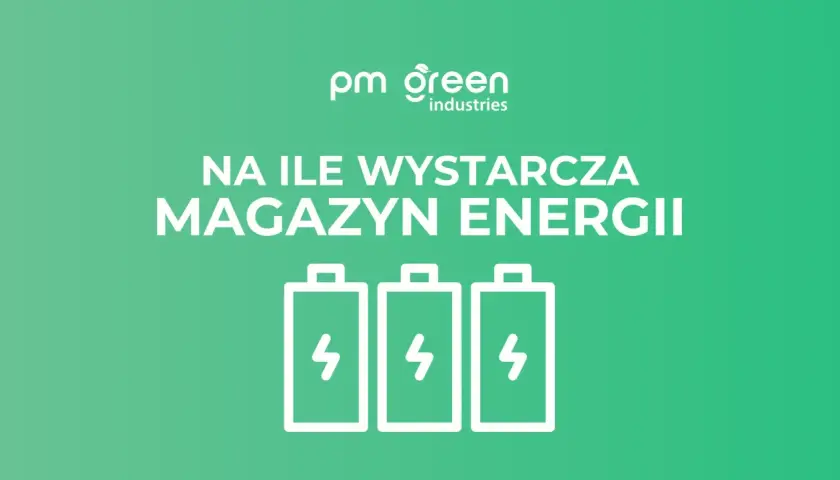 Na ile wystarczy magazyn energii 5 kW? Grafika z trzema ikonami baterii symbolizuje pytanie o pojemność magazynu energii.