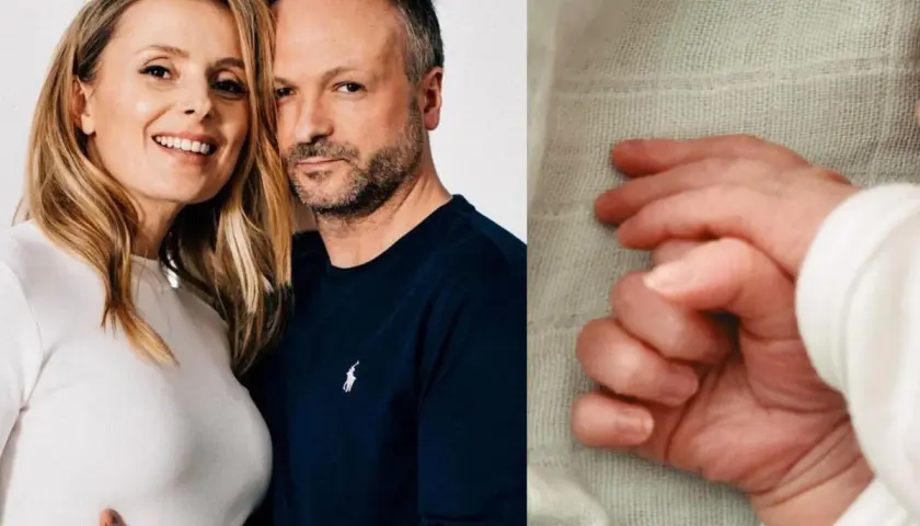 Halina Mlynkova ile ma dzieci? Na zdjęciu para z noworodkiem, symbolizującym powiększenie rodziny.
