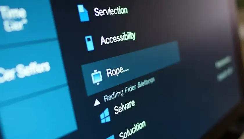 Ustawienia ekranu, w tym opcje "Servlection", "Accessibility" i "Rope...", pomagają dowiedzieć się, jak powiększyć ekran.