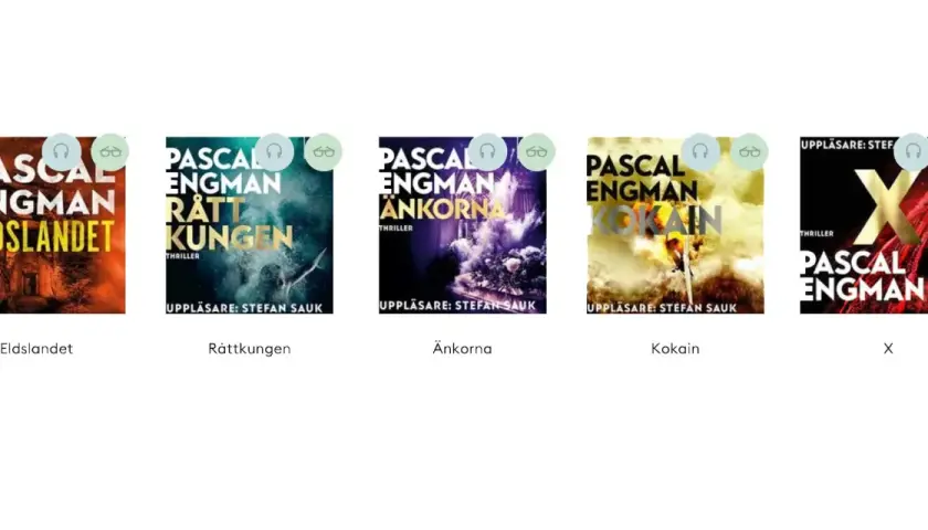 Böcker av Pascal Engman: Eldslandet, Rättkungen, Änkorna, Kokain och X.