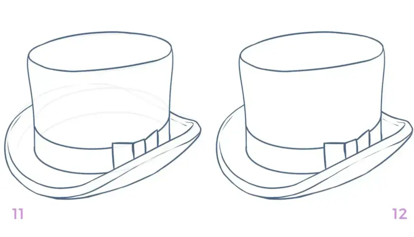 Dos sombreros de copa, uno con líneas internas para colorear. ¡Listos para darles vida con tus colores!
