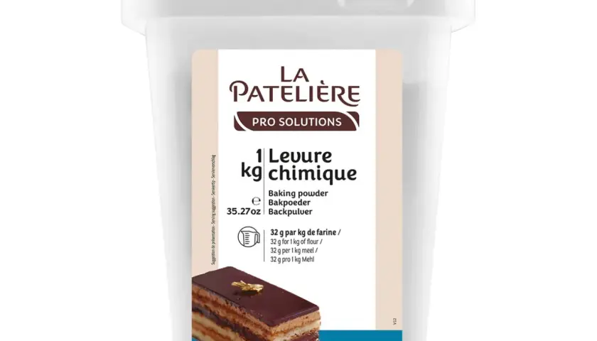 Un grand pot de 1 kg de levure chimique "La Pâtelière", idéal pour réussir toutes vos pâtisseries.