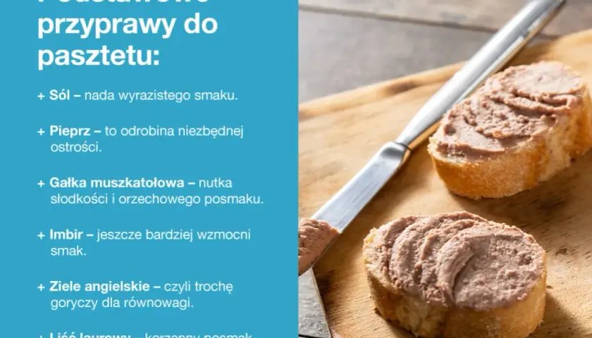 Jakie przyprawy do pasztetu? Sól, pieprz, gałka muszkatołowa, imbir, ziele angielskie i liść laurowy nadadzą mu wyrazisty smak i aromat.