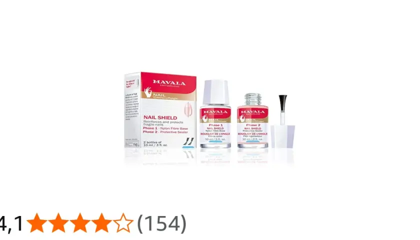 Mavala nagelförstärkare Nail Shield-kit med bas och sealer för att stärka sköra naglar.