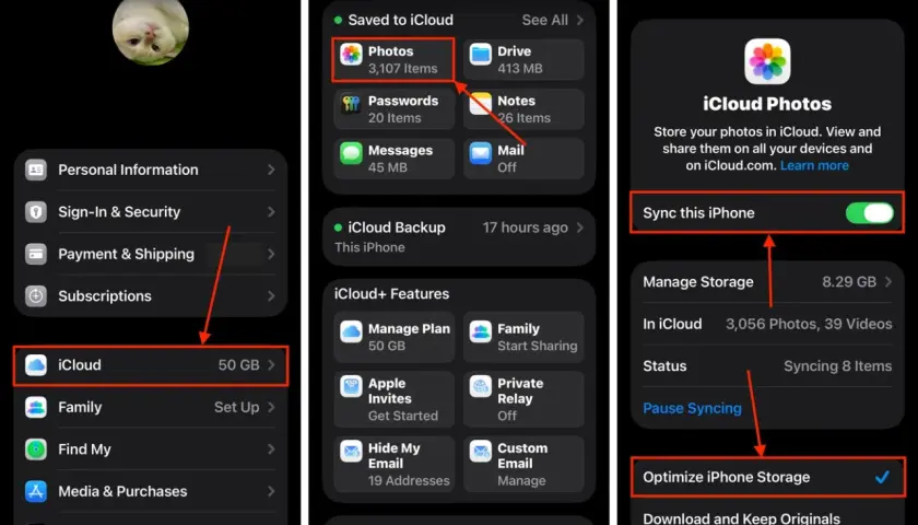 Jak zwolnić miejsce na iPhonie? Zobacz, jak zoptymalizować przechowywanie zdjęć w iCloud, aby zaoszczędzić cenne miejsce.