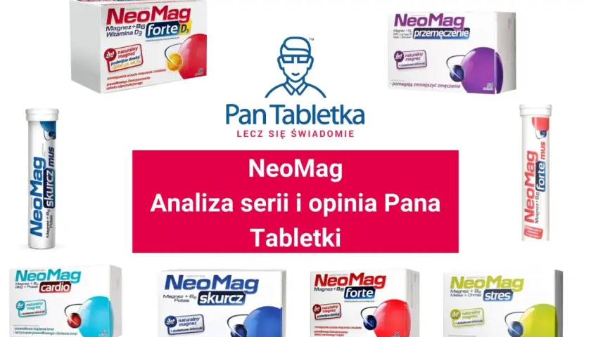 NeoMag Cardio, Skurcz, Forte, Stres – suplementy na zmęczenie. Analiza serii i opinia Pana Tabletki, bez informacji o neomag cardio skutki uboczne.