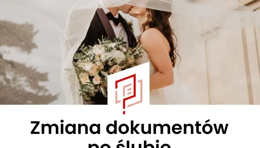 Para młoda pod welonem, bukiet ślubny. Ile czasu na zmianę dowodu po ślubie?