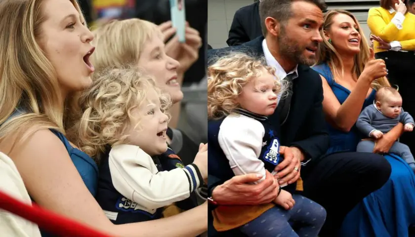 Blake Lively i Ryan Reynolds z dziećmi, córką James i synem Inez, na ceremonii gwiazdy na Hollywood Walk of Fame.