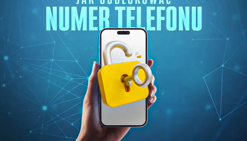 Jak odblokować telefon zablokowany przez operatora Plus? Dłoń trzyma smartfon z otwartą kłódką i kluczem.