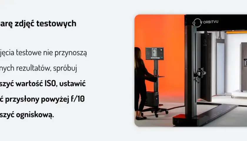 Profesjonalna fotografia produktowa: ustawienia aparatu do testów. Zmniejsz ISO, ustaw przysłonę f/10 i zwiększ ogniskową dla lepszych rezultatów.