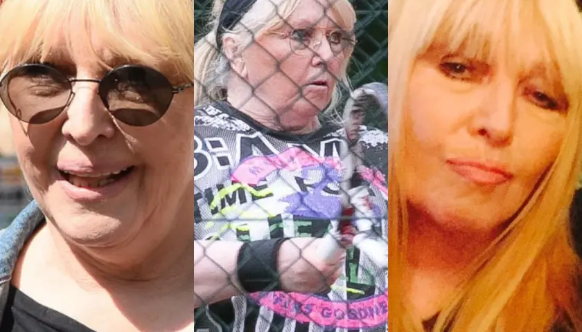 Trzy ujęcia Maryli Rodowicz bez makijażu. Wokalistka w okularach przeciwsłonecznych, w opasce na głowie i z burzą blond włosów.