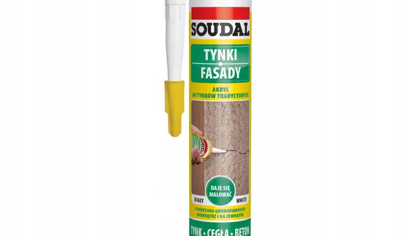 Soudal Tynki Fasady – biały akryl na zewnątrz, idealny do tradycyjnych tynków, cegły i betonu. Daje się malować.