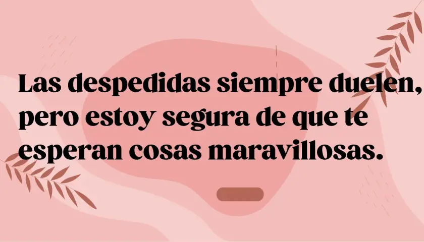 Frases despedida compañero trabajo: "Las despedidas siempre duelen, pero estoy segura de que te esperan cosas maravillosas.