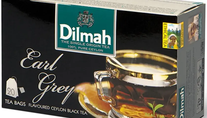Pudełko herbaty Dilmah Earl Grey z 20 torebkami. Aromatyczna, ceylońska czarna herbata.