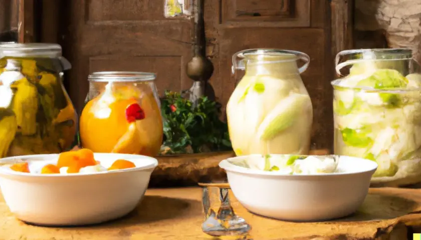 Vasi di verdure fermentate, un'idea per la tua prossima ricetta. Crauti, cetrioli e altro ancora.