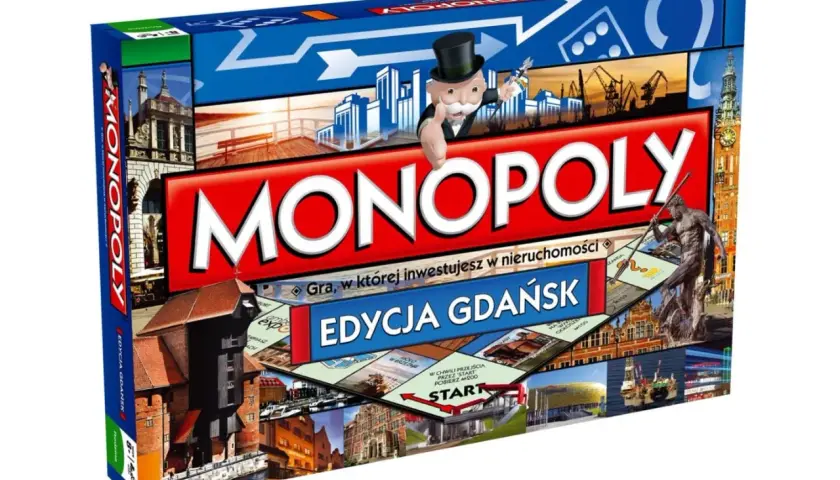 Monopoly Polska Miasta: Edycja Gdańsk. Gra planszowa z widokiem na zabytki i nowoczesne budowle miasta.