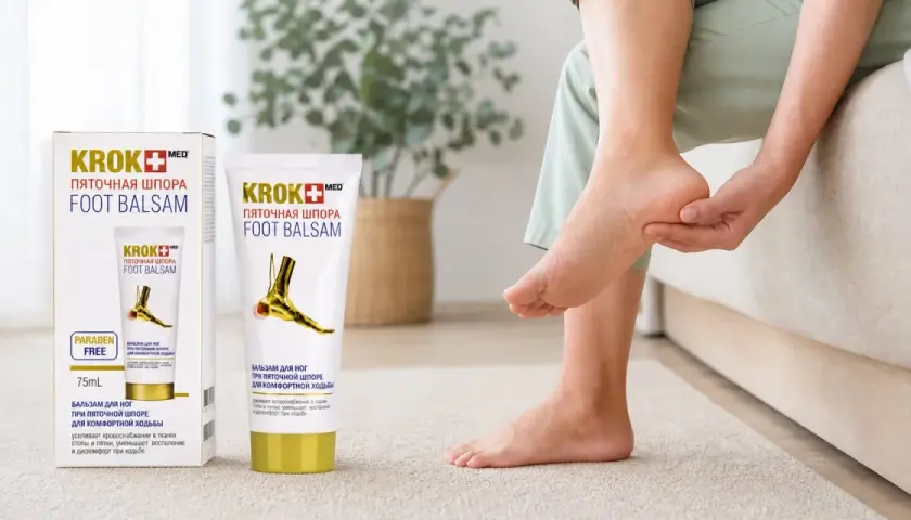 Ból pięty? Balsam Krok Med Foot Balsam na ostrogi piętowe przynosi ulgę i komfort chodzenia.