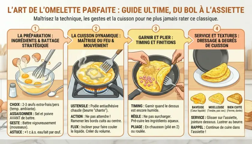 Guide pour réussir une omelette parfaite, de la préparation à la garniture. Apprenez les étapes clés pour une omelette chinoise savoureuse.