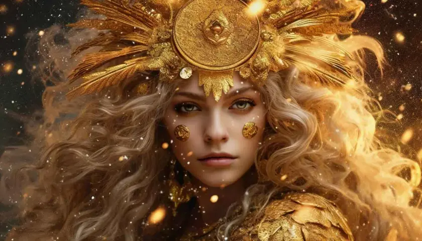 Złota bogini, symbol 26 lipca znak zodiaku, emanuje blaskiem i magią.