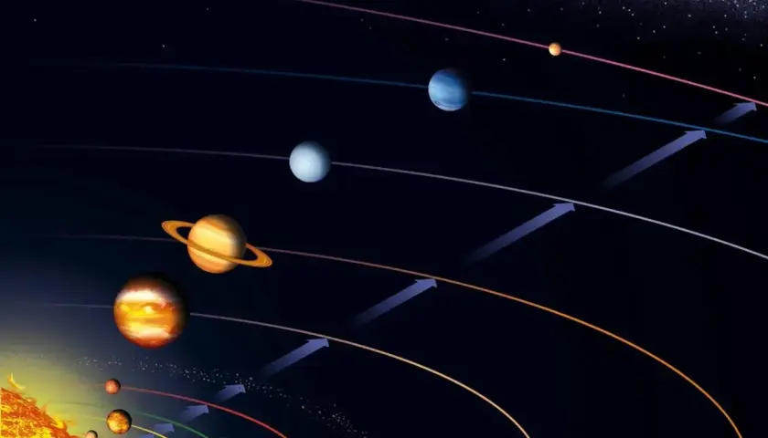 Układ Słoneczny z planetami na orbitach. Wenus, druga planeta od Słońca, doświadcza ekstremalnej temperatury.