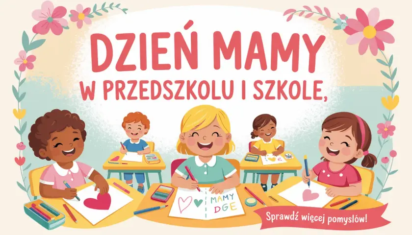 Dzień Mamy w przedszkolu! Radosne dzieci rysują serca i piszą życzenia dla mam.