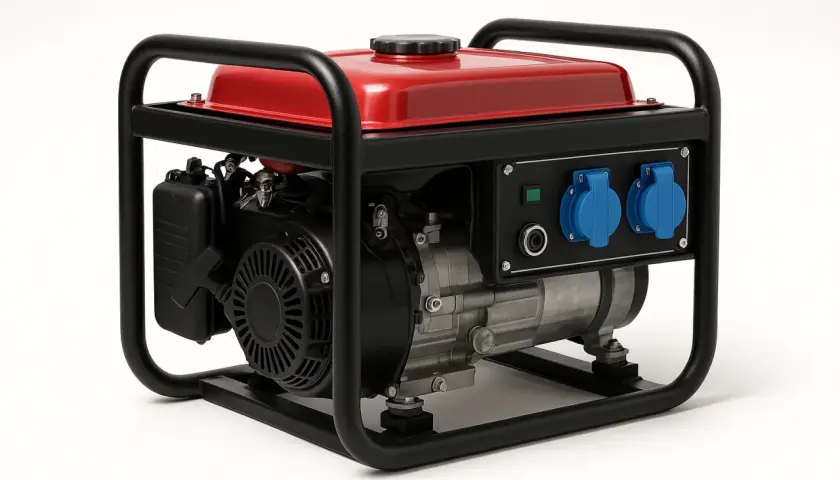 Groupe électrogène rouge et noir, prêt à fournir de l'énergie. Quelle puissance pour un groupe électrogène ? Ce modèle compact offre une solution fiable.