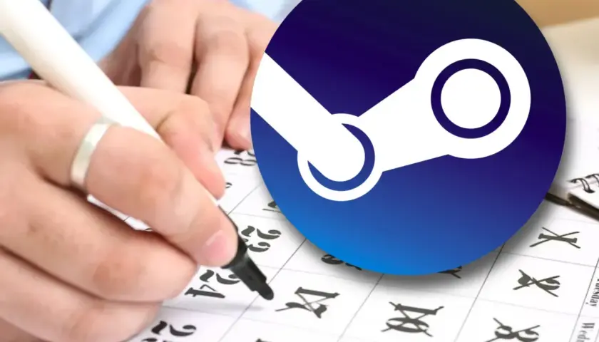 Ręka z markerem zaznacza datę na kalendarzu, obok logo Steam. Czy da się wypłacić pieniądze ze Steam?
