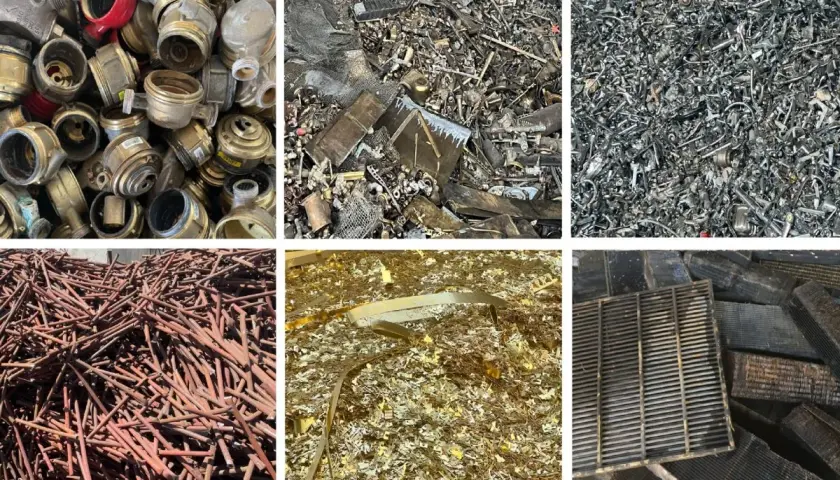 Złom, w tym mosiądz, co to jest? Różne rodzaje metali, od mosiężnych elementów po stal i aluminium, gotowe do recyklingu.