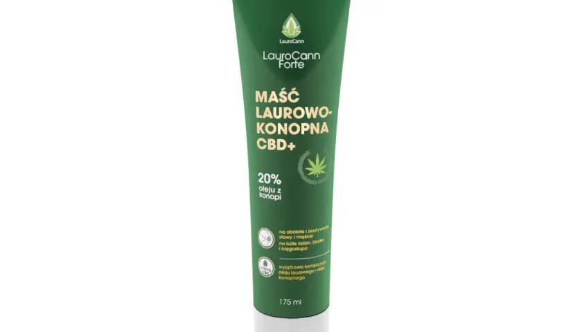 Maść Laurowo-Konopna CBD+ z 20% oleju z konopi to najlepsza maść na ból kolana, bioder i kręgosłupa.