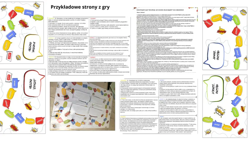 Gra planszowa z pytaniami i odpowiedziami, promująca uniwersalne tematy do rozmowy, z podziałem na obszary: "Rodzina", "Szkoła", "Ziomki" i "Ekspert".