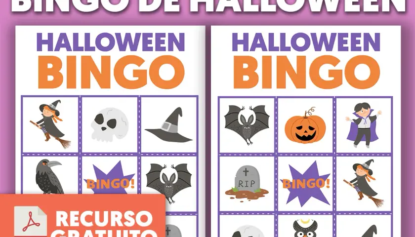 Tableros de bingo halloween para imprimir con brujas, calabazas, murciélagos y calaveras. ¡Un recurso gratuito para la diversión!