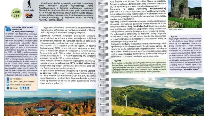 Ruiny zamku w Rytrze na tle górskiego krajobrazu.