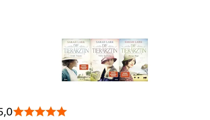 Die Tierärztin Sarah Lark: Drei Romane der Bestseller-Autorin mit Titeln wie "Große Träume" und "Mutige Wege".