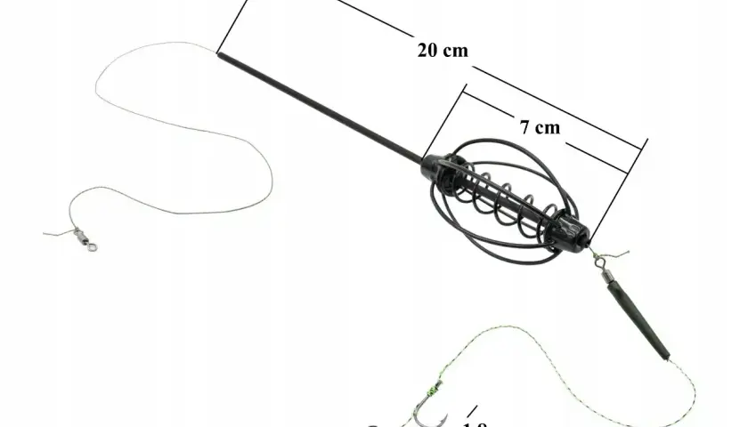 Zestaw do metody: jak założyć rurkę antysplątaniową. Długość 71 cm, koszyk 20 cm, haczyk 1,8 cm.