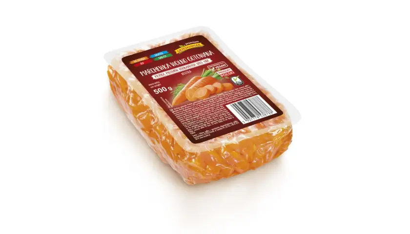 Gotowana marchewka w opakowaniu, idealna do zup i sałatek. Czy gotowana marchewka traci witaminy? Ta metoda sous vide zachowuje ich maksimum.
