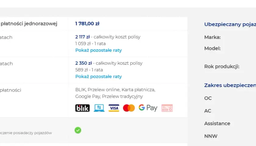 Na ile rat można rozłożyć ubezpieczenie samochodu bez dodatkowych kosztów?