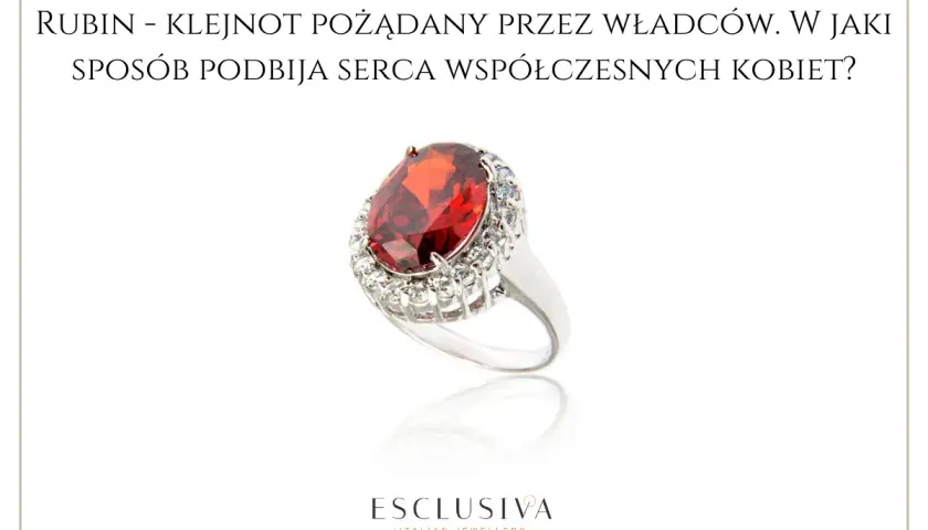 Pierścionek z dużym, głębokim rubinem, jaki to kolor! Otoczony błyszczącymi kamieniami, symbol luksusu.