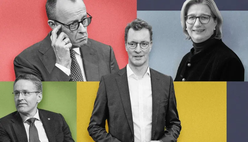 Vier Politiker, die über die Deutschland Koalition diskutieren.