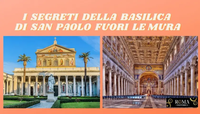 Interno della Basilica di San Paolo Fuori le Mura: navata centrale con colonne, mosaici dorati e soffitto decorato.