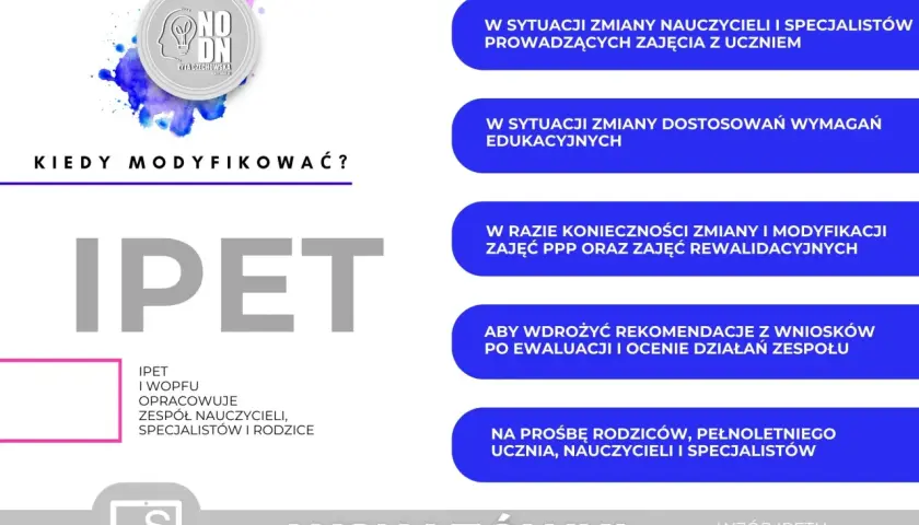 Grafika z napisem "IPET", ikoną mózgu i kolorowymi plamami.