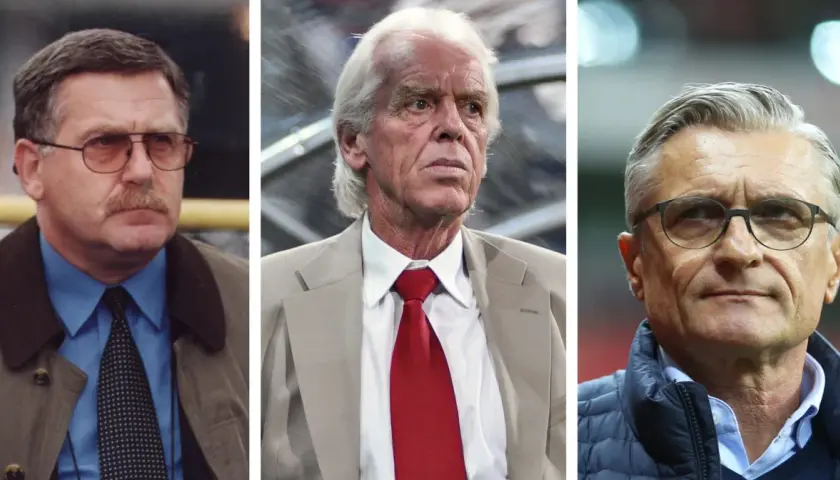 Trzej legendarni trenerzy reprezentacji Polski w piłce nożnej: Antoni Piechniczek, Kazimierz Górski i Jerzy Brzęczek.